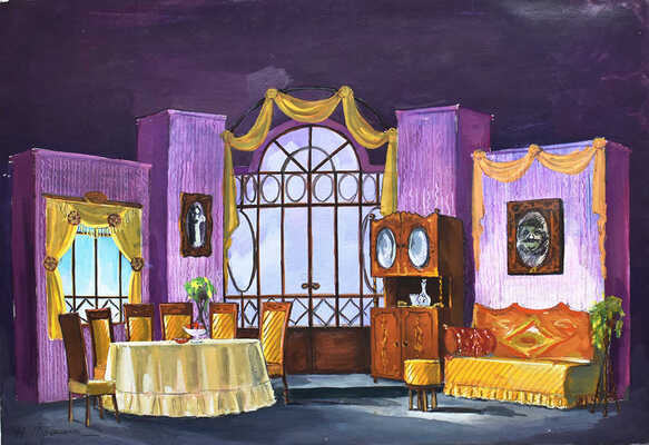 Трошин Николай Степанович. Эскиз декорации столовой